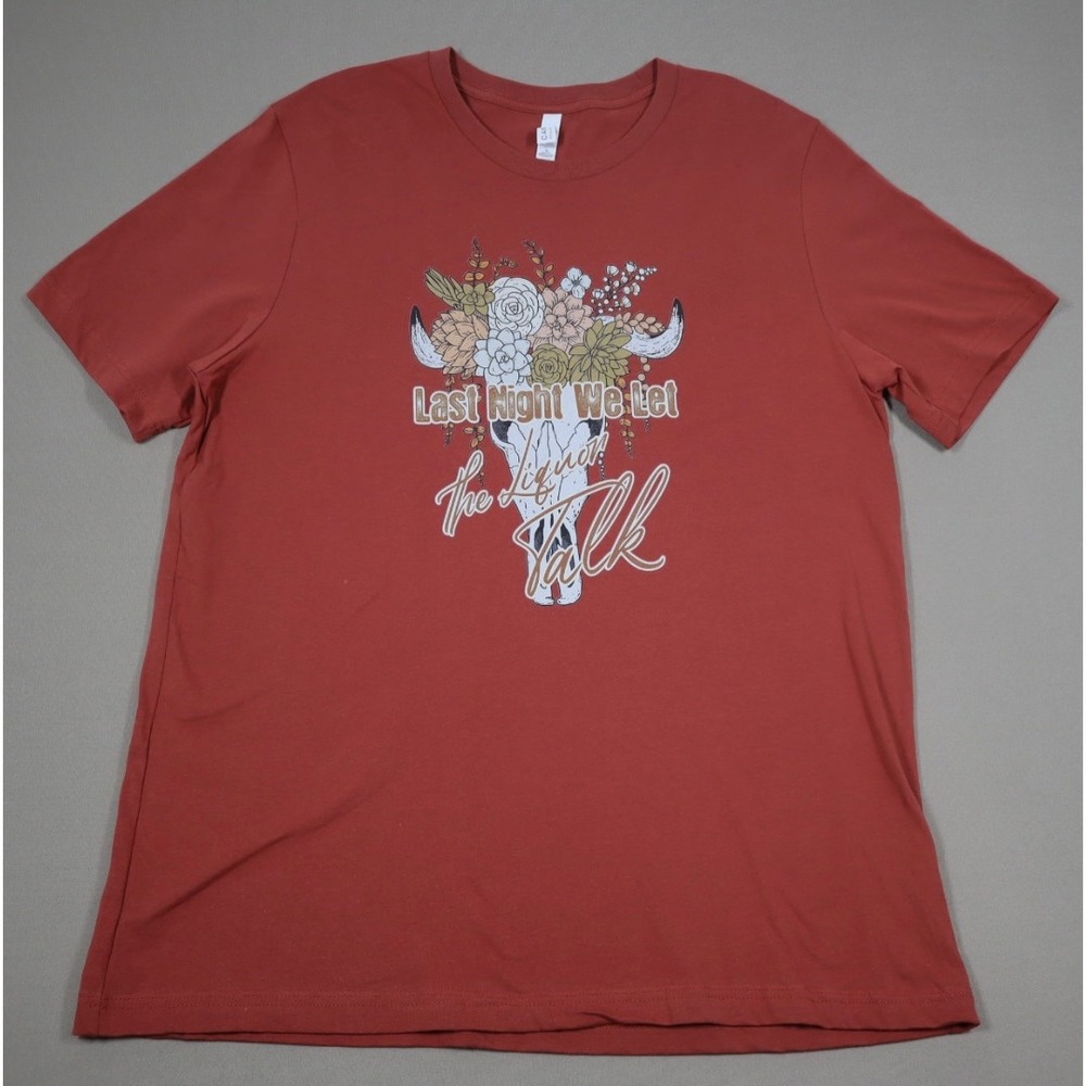 Women's Last Night We Let the Liquor Talk Graphic Tee - Red - Size XL